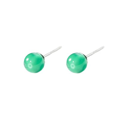 4mm Round Crystal Ball Stud Cartilage Earrings for Women 925 Sterling Silver Tiny Cute Artificial Birthstone 18g Tragus Post Hypoallergenic Piercing Ear Jewelry - color: Green