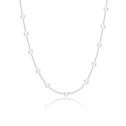 Silver Pearl Necklaces for Women Sterling Silver Plated Dainty Pearl Choker Jewelry Gifts for Women - color: Pearl Silver
