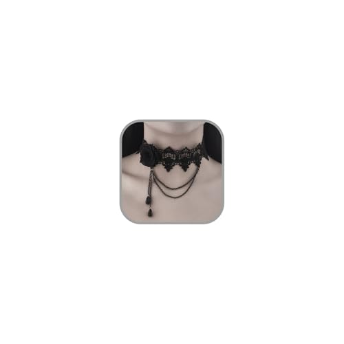 Todenb Gothic Choker Witch Necklace for Women Lace Vampire Collar Necklace Y2K Goth Black Zirconia Pendant Necklaces Halloween Dark Bridal Vampire Witch Party Jewelry Accessories - style: Style-G
