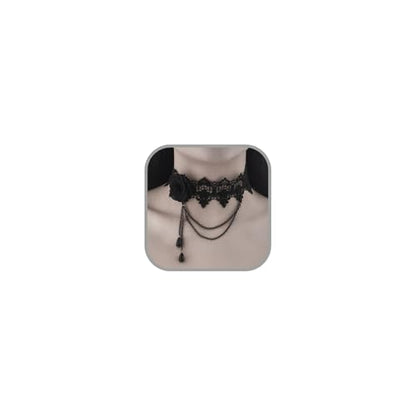 Todenb Gothic Choker Witch Necklace for Women Lace Vampire Collar Necklace Y2K Goth Black Zirconia Pendant Necklaces Halloween Dark Bridal Vampire Witch Party Jewelry Accessories - style: Style-G