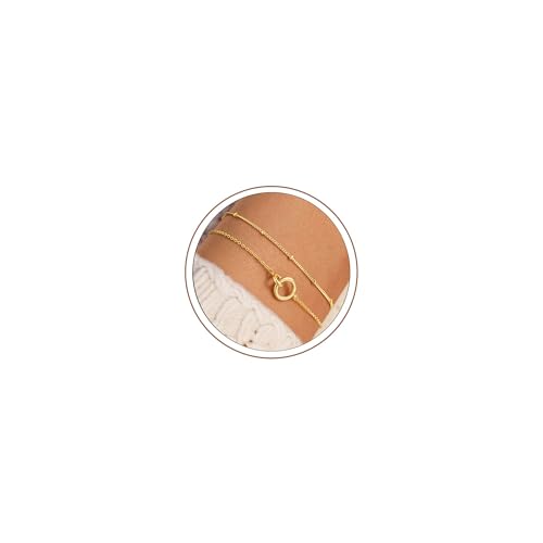 Turandoss 14K Gold Plated Interlocking Circle Bracelet Gifts for Women | Cubic Zirconia Circles Bracelets, Layered Twisted Circle Bracelet for Women, Trendy Jewelry Gifts - color: Circles Interlock Bracelet
