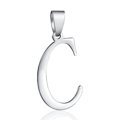 Stainless Steel Initial Letter Connector Charms Alphabet Pendant Diy Craft for Jewelry Making Necklaces Bracelets Keychain - color: Stainless Steel C