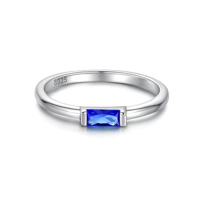 Sariel Birthstone Rings Jewelry 925 Sterling Silver Colorful Stackable Promise Ring for Women Wife Girlfriend Mom - color: September
