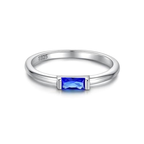 Sariel Birthstone Rings Jewelry 925 Sterling Silver Colorful Stackable Promise Ring for Women Wife Girlfriend Mom - color: September
