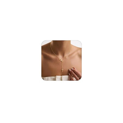 VIROMY Gold Long Y Necklaces for Women Trendy - Dainty Lariat Chain Drop Pendant Necklace for Women Gold Statement Jewelry - color: Y Necklace 07