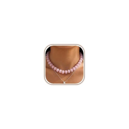 Chunky Beaded Necklace for Women, Colorful Trendy Statement Summer Jewelry Gift - color: necklace-34