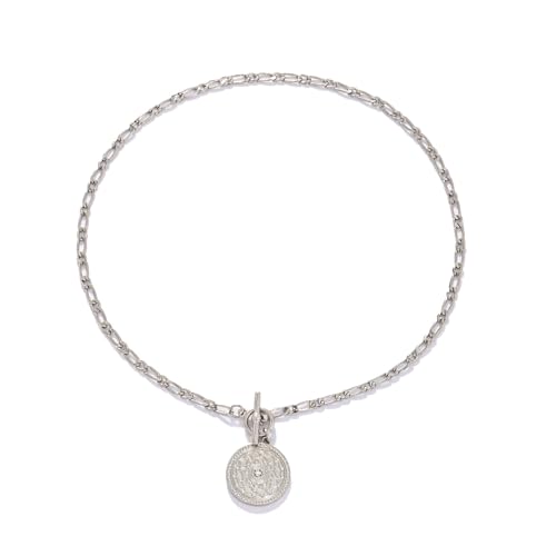 Coin Necklace for Women Hip Hop Toggle Medallion Pendant Necklace Trend Silver Pressed Flower Necklace Charm Punk Statement Jewelry Gifts Gold Silver