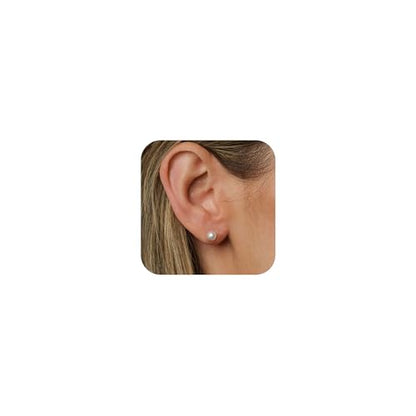 WFYOU Pearl Earrings for Women 925 Sterling Silver Stud Earring | 14K Gold Plated Hypoallergenic Stud Earrings, White Diamond Dainty Bridal Earring, Trendy Jewelry, Wedding Party Gifts - color: Silver A, size: 5mm