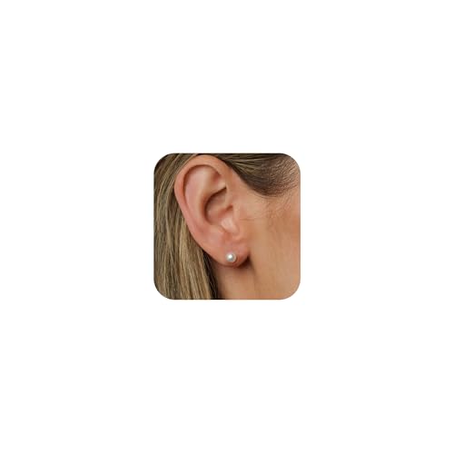 WFYOU Pearl Earrings for Women 925 Sterling Silver Stud Earring | 14K Gold Plated Hypoallergenic Stud Earrings, White Diamond Dainty Bridal Earring, Trendy Jewelry, Wedding Party Gifts - color: Gold A, size: 5mm