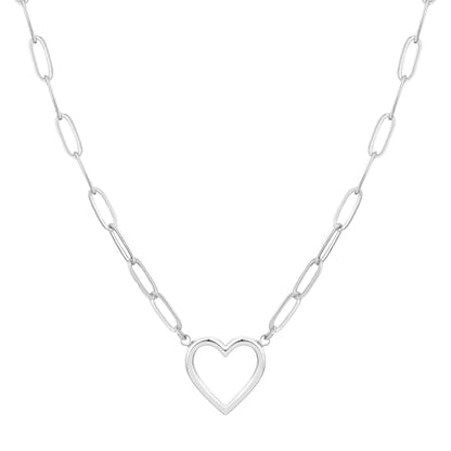 Dainty Heart Necklace for Women, 14k Gold Plated/Rose Gold/Silver Tiny Cute Heart Pendant Necklace Minimalist Choker CZ Necklace Jewelry Gifts for Women - style: Paperclip Heart-sl
