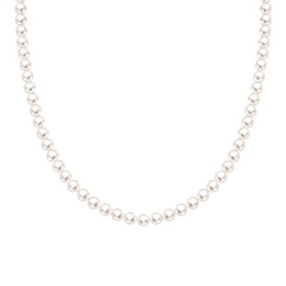 Pearl Necklace for Women, Round White Pearl Choker Necklace | Selected Pearls, Classic Style, Adjustable Extender, Elegant Gift Box