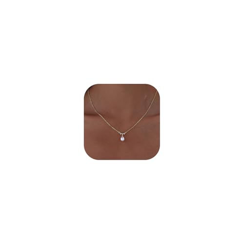 Pearl Necklaces for Women Trendy 14k Gold Plated Cubic Zirconia Pearl Pendant Necklace Valentines Day Wedding Birthday Mother's Day Gifts Dainty Gold Necklace for Women - color: Style 1 - Gold Necklace