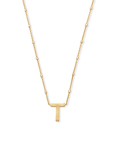 Kendra Scott Letters A-Z Pendant Necklace for Women, Fashion Jewelry, 14k Gold-Plated Brass - color: Letter T