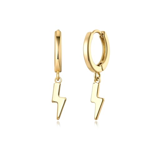 Earrings for Women 14K Gold Plated Huggie Hoop Dangle | Charm Drop,Dainty,Small,Simple,Lightweight,Hypoallergenic,Trendy,Everyday Jewelry,Gift - color: 05. Lightning