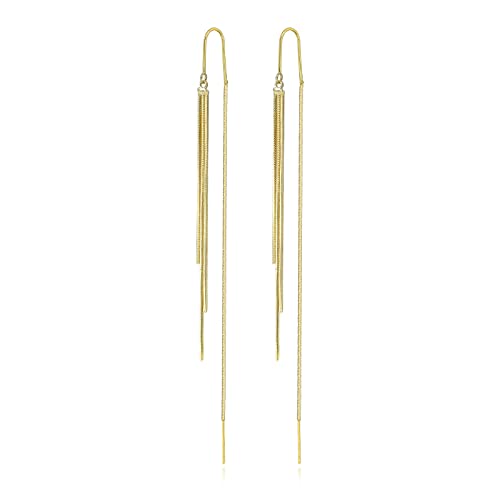 14K Gold Plated Threader Dangle Earrings Long Tassel Earrings Wedding Prom Earrings for Women Bridal - style: chain