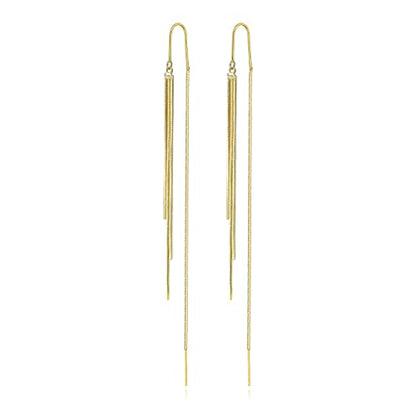 14K Gold Plated Threader Dangle Earrings Long Tassel Earrings Wedding Prom Earrings for Women Bridal - style: chain