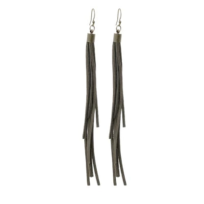 Handmade Genuine Leather Earrings for Women – Long Teardrop Boho Dangles, Lightweight Statement Fashion Jewelry - style: Springs-Grayish Green
