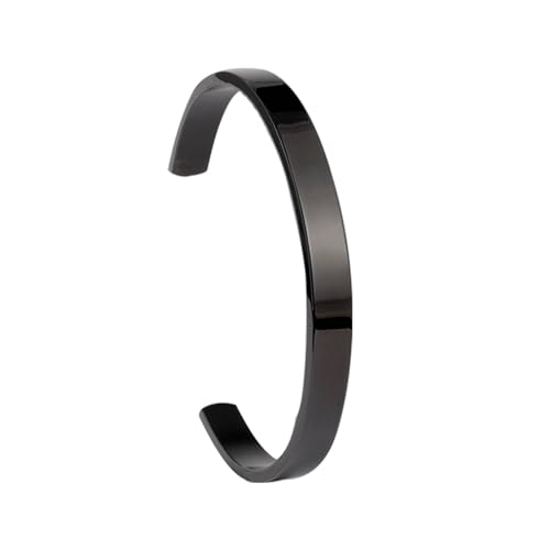 Stainless Steel Open Bangle Bracelet for Women 6mm/8mm Fashion Adjustable Wristband - color: D-Black, size: 8mm