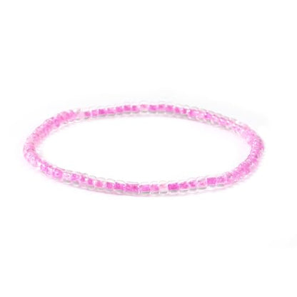 Handmade Stackable Rice Seed Beaded Ball Bracelets set for women, Romantic Boho Trendy Acrylic Glass Stretch Accessories Multi Layer Jewelry, Daily Wear Party Holiday Friendship Gift - color: Pink