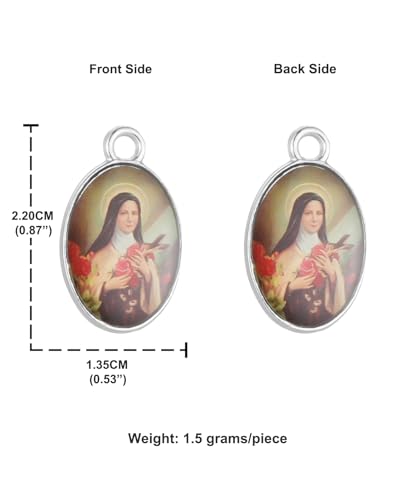 Saint Therese of Lisieux/Saint Mother Teresa of Calcutta/Divine Mercy Jesus/Mater Dolorosa Patron Saint Medal Charm Pendant for DIY Rosary Necklace Bracelet Jewelry Making Part - color: 30pcs-Enamel St. Therese