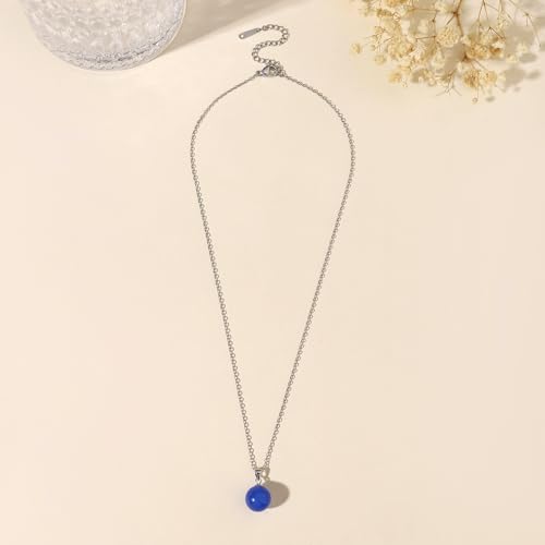 Natural Jade Necklace for Women Sterling Silver Adjustable Handmade Green Jade Pendant Necklaces Healing Crystal Necklace Good Luck Gift for Her - style: Blue Agate Necklace