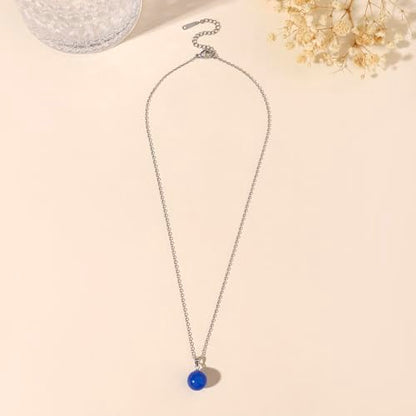 Natural Jade Necklace for Women Sterling Silver Adjustable Handmade Green Jade Pendant Necklaces Healing Crystal Necklace Good Luck Gift for Her - style: Blue Agate Necklace