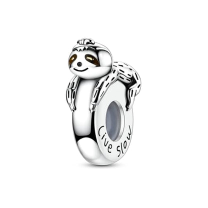 2pcs Stopper Spacer Beads for Pandora Bracelets, Sterling Silver Cross Ladybug Clip Spacer Charms For Bracelet DIY Jewelry Gift - color: Sloth