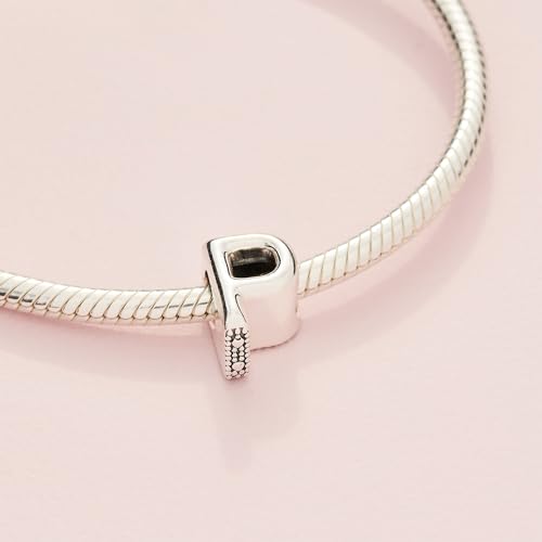 Pandora Alphabet Charm - Compatible Moments - Gift for Her - Made with Sterling Silver - with Gift Box - style: Letter P