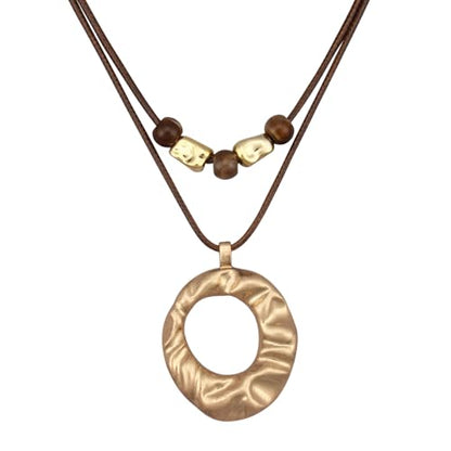 Boho Necklaces for Women Chunky Circle Necklace Bohemian Necklaces | Chunky Boho Necklace for Women Layered Boho Circle Leather Choker Necklace Long Vintage Necklaces Bohemian Jewlery Gifts - style: Large Pendant Necklaces