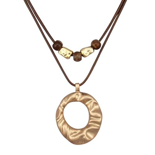 Boho Necklaces for Women Chunky Circle Necklace Bohemian Necklaces | Chunky Boho Necklace for Women Layered Boho Circle Leather Choker Necklace Long Vintage Necklaces Bohemian Jewlery Gifts - style: Large Pendant Necklaces