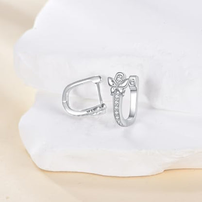 Blue Evil Eye/Celtic/Owl/Moonstone/Paw Print/Cubic Zirconia Hoop Earrings for Women 925 Sterling Silver Women Earrings Jewelry - style: Butterfly