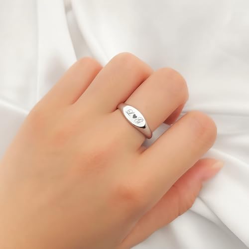 Personalized Women's Oval Signet Ring - Custom Engraved Ring For Ladie's - Signet Wedding Band - Initials or Monogram Engraved Free - Ships From USA