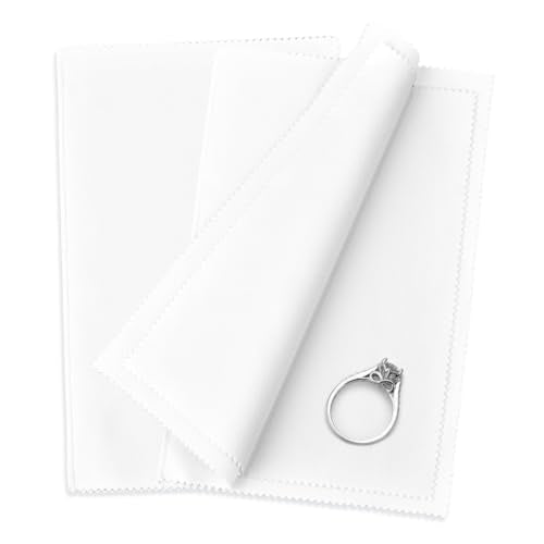 SEVENWELL Silver Polishing Cloth, 2PCS Large Jewelry Cleaning Cloths | Dual-Layer Cleaning, Large 10" × 12", Reusable, Removes Tarnish, Restores Shine, For Sterling Silver, Gold & Platinum - color: White