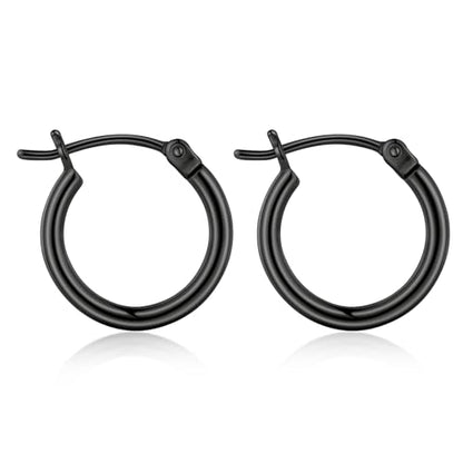 Gold Hoop Earrings for Women 14K Gold Plated | 925 Sterling Silver Post Hypoallergenic Hoop Earrings - color: Black, size: 16mm