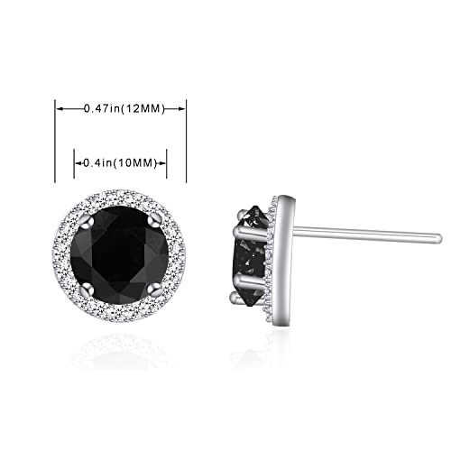 YOQUCOL Bright 8MM,10MM Cubic Zirconia Crystal Stud Earrings Round Pierced Earrings For Women - color: 10MM-Black
