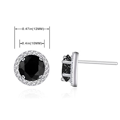 YOQUCOL Bright 8MM,10MM Cubic Zirconia Crystal Stud Earrings Round Pierced Earrings For Women - color: 10MM-Black