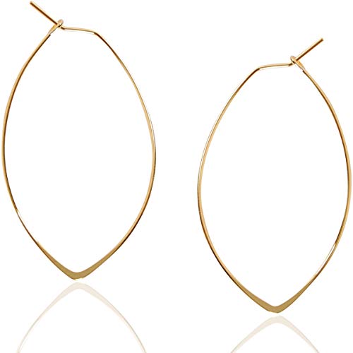 Marquise Large Hoop Earrings for Women | Plated in 18K Gold or 925 Sterling Silver, Hypoallergenic and Safe for Sensitive Ears - color: 1.75" inch - 18K Gold Plated