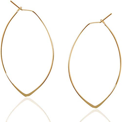 Marquise Large Hoop Earrings for Women | Plated in 18K Gold or 925 Sterling Silver, Hypoallergenic and Safe for Sensitive Ears - color: 1.75" inch - 18K Gold Plated