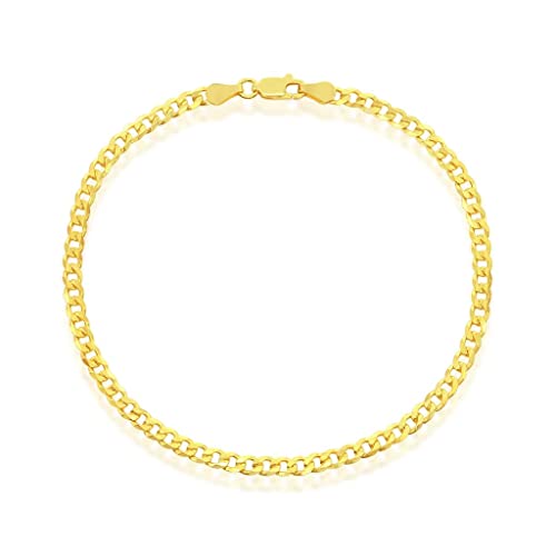 14K Gold Plated Chains – Pave Figaro/Figaro/Cuban/Marina/Franco/Cross/Butterfly/Hearts & Beads/Elephant Charms Rolo 9”/9+1” Anklets – Jewelry for Women or Teens - style: 9" - 3.5mm Cuban