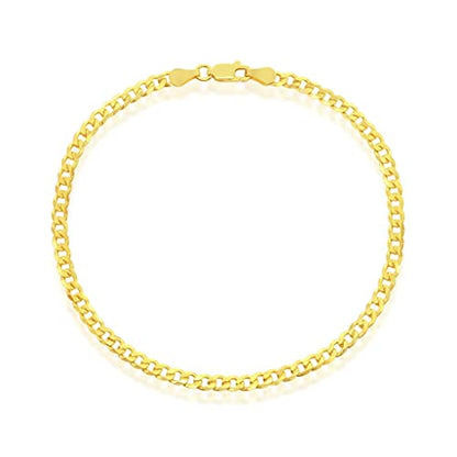 14K Gold Plated Chains – Pave Figaro/Figaro/Cuban/Marina/Franco/Cross/Butterfly/Hearts & Beads/Elephant Charms Rolo 9”/9+1” Anklets – Jewelry for Women or Teens - style: 9" - 3.5mm Cuban