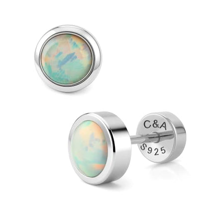 CHIC & ARTSY 18K Gold Plated Solid 925 Sterling Silver Flat Back Earrings for Women Multiple Piercings Screw Back Earrings Cartilage Hypoallergenic Jewelry - style: 925 Silver Flat Back #11