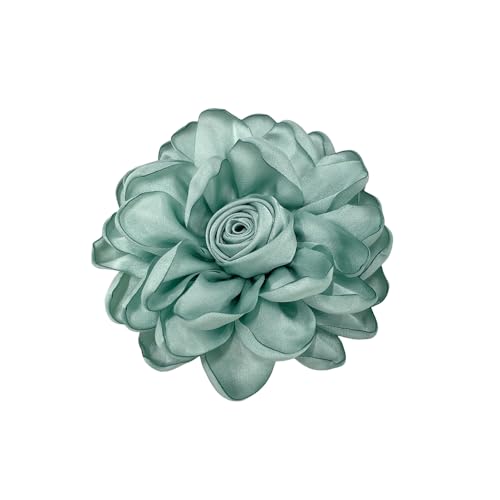 Dainty Fabric Rose Flower Large Brooch Lapel Pins Flower Brooches Pin Classic for Wedding Party Dance Banquet for Women Dress Suit Clothes Accessories Jewelry 100mm - color: Mint Green