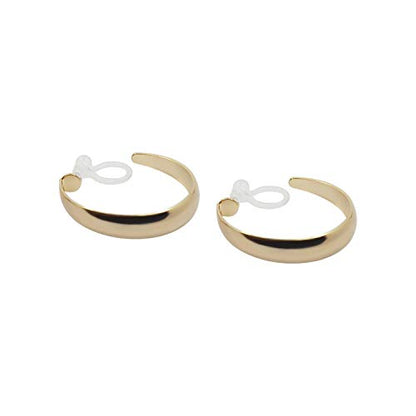 Women's Twisted Invisible Hoop Clip On Earrings Gold Silver Textured Comfortable Non Pierced Earrings - color: Hoop2 Gold