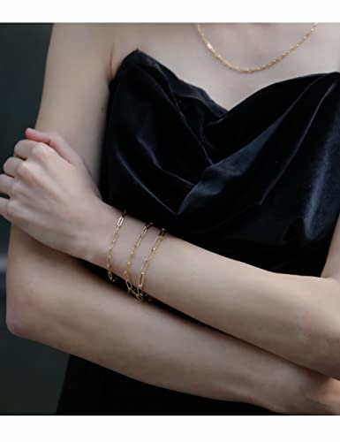 nometo 925 Sterling Silver Paperclip Chain Bracelet 3/4/5mm | Silver Bracelet for Women Men Silver Bracelet 6.5-9 Inches - color: Gold 3mm, size: 8