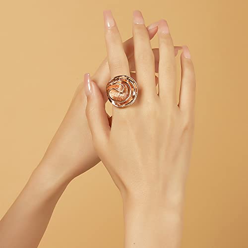 Mytys Cocktail Rings for Women Fashion 18K Gold Plated & Silver Flower Statement Ring Wedding Engagement Party Jewelry Gift - color: Rose Gold