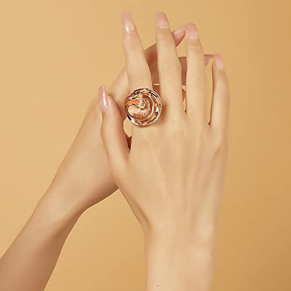 Mytys Cocktail Rings for Women Fashion 18K Gold Plated & Silver Flower Statement Ring Wedding Engagement Party Jewelry Gift - color: Rose Gold
