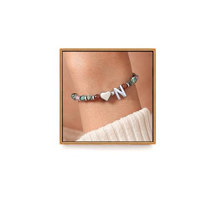 Heart Initial Bracelets for Teen Girls, Teen Girl Gifts Trendy Stuff, Christmas Stocking Stuffers for Kids, Unique Gifts for Teenage Girls on Birthday Graduation - style: N