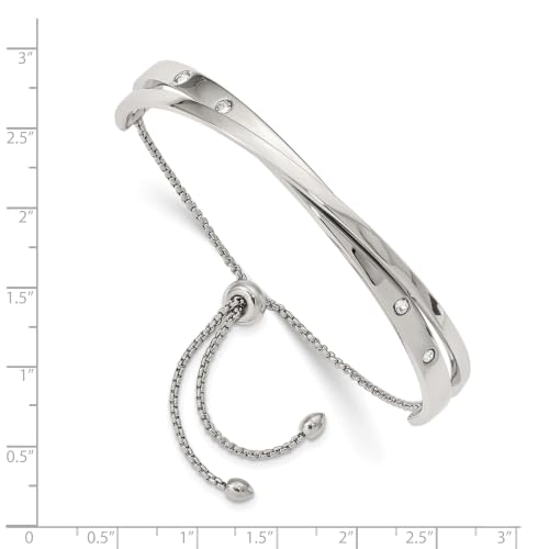 Chisel Crystal Adjustable Bangle Bracelet in Stainless Steel
