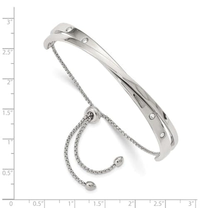 Chisel Crystal Adjustable Bangle Bracelet in Stainless Steel