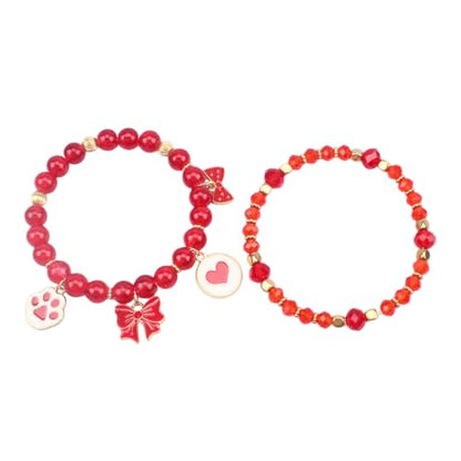 Cute Cartoon Charm Beaded Stretch Bracelet Set, Crystal Beads with Enamel Animal Charms - color: color-1